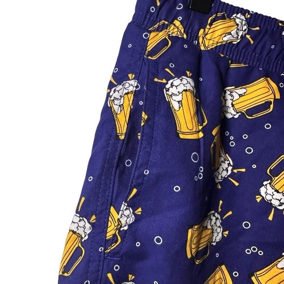 Surf Society Swim Shorts Beer Print Drawstring Waistband Mesh Lined Blue Medium - Picture 5 of 9